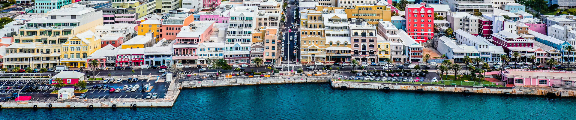 shore town with small colorful buildings